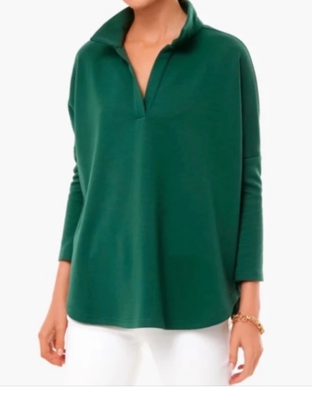 Tuckernuck Pomander Place Relaxed Green V-Neck Long Sleeve Tunic Top